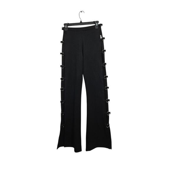 Edikted Open Ring Flared Black Pants Size Small Stretch - Picture 1 of 6